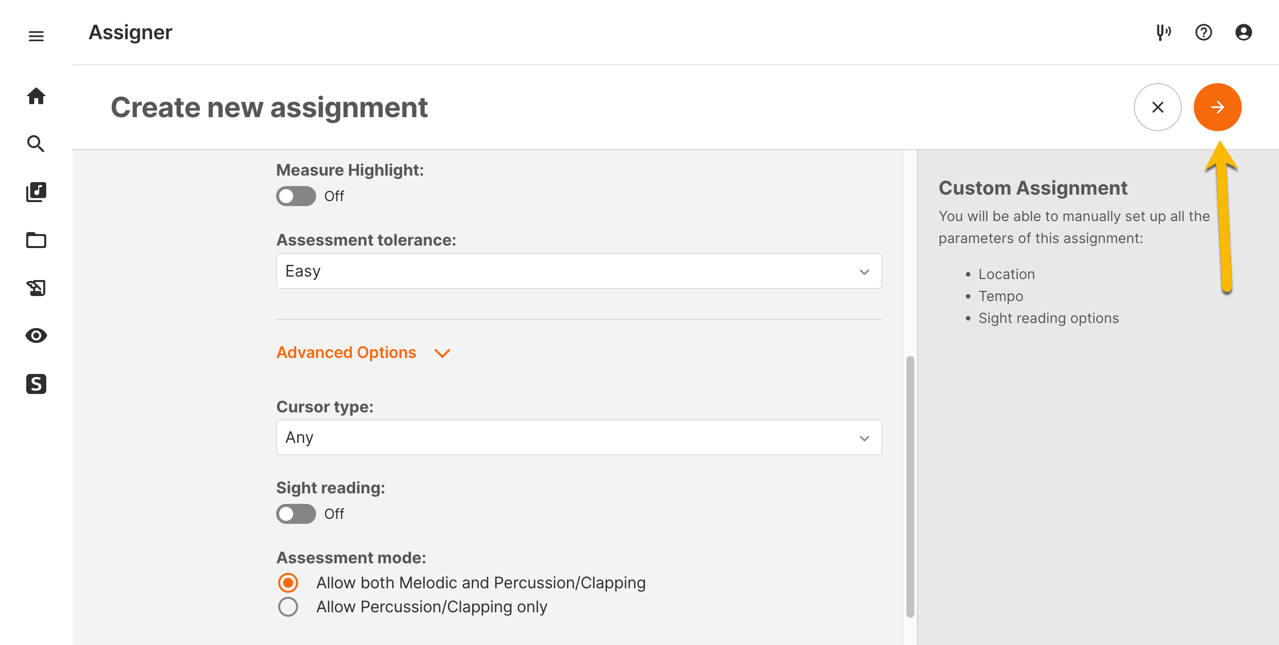 new window about customizing specific parts in the assignment